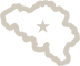 Outline of the country of Belgium with a small star over the location of the capital city Brussels