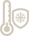 thermometer and badge with snowflake